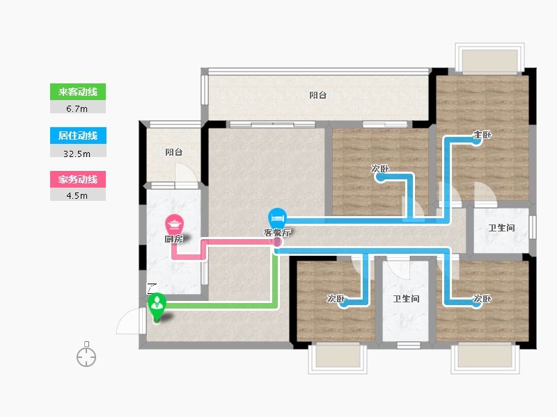 贵州省-安顺市-时鼎绿洲-104.55-户型库-动静线