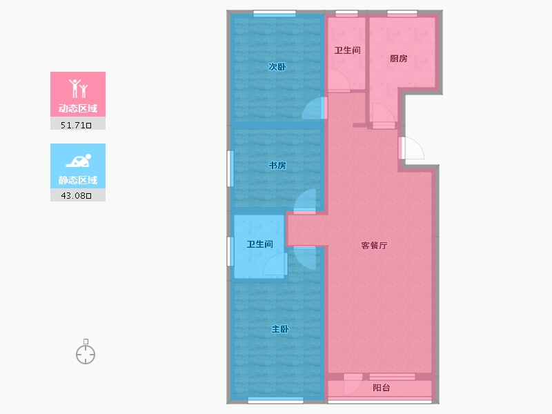 辽宁省-鞍山市-皇冠壹品-83.92-户型库-动静分区