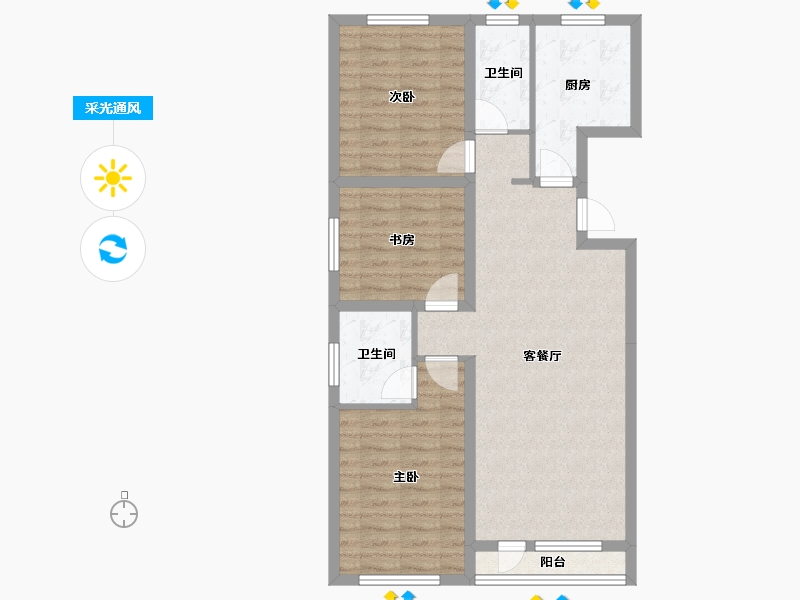 辽宁省-鞍山市-皇冠壹品-83.92-户型库-采光通风