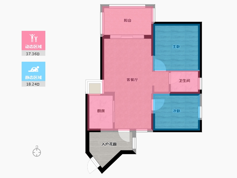 海南省-三亚市-万宁·木棉山莊-54.62-户型库-动静分区