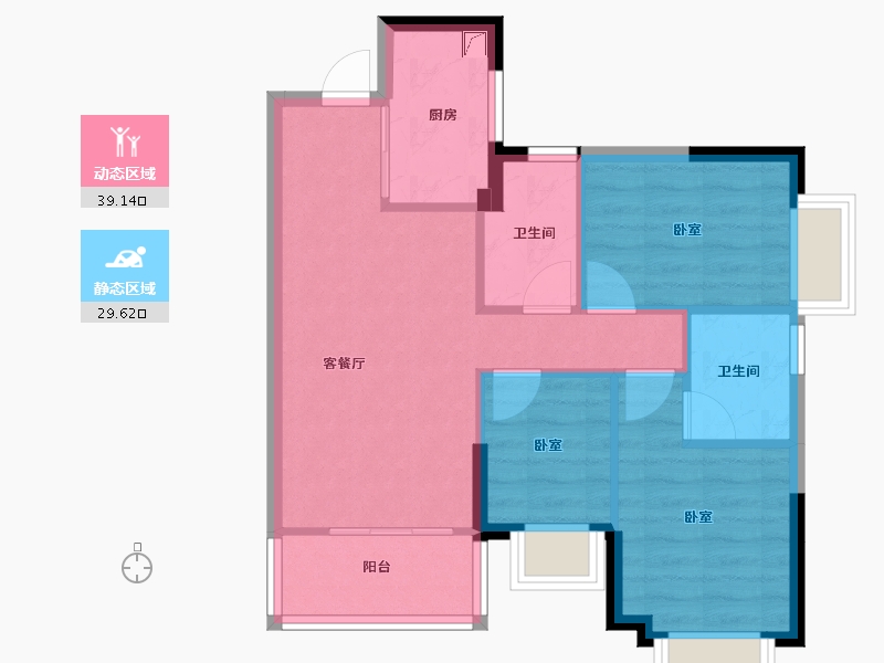 广东省-东莞市-正中峰璟湾-61.20-户型库-动静分区