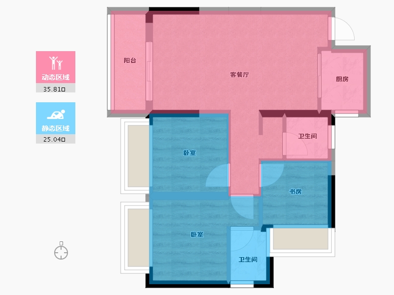 广东省-梅州市-梅花又一城-53.45-户型库-动静分区