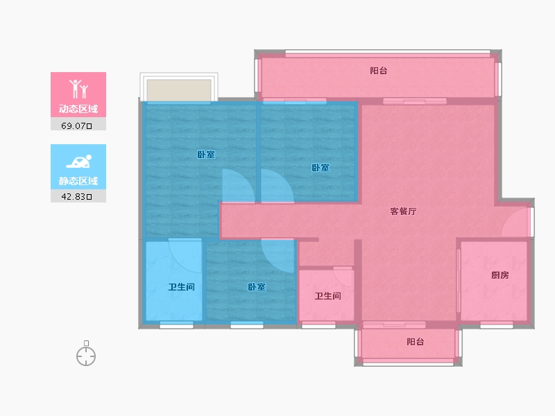 湖北省-咸宁市-宁城新都-101.65-户型库-动静分区