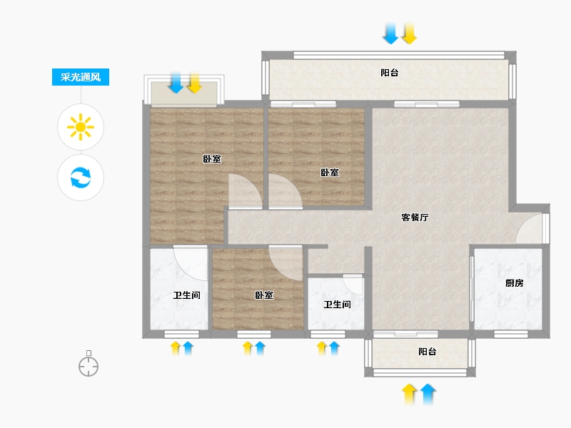 湖北省-咸宁市-宁城新都-101.65-户型库-采光通风