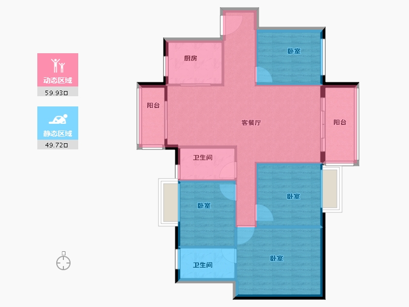 广东省-深圳市-华润置地公园九里花园住宅-100.01-户型库-动静分区