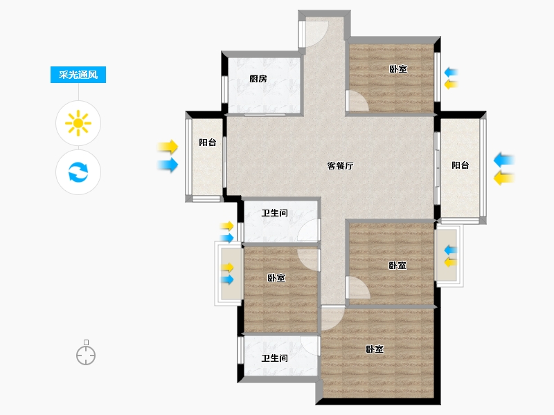 广东省-深圳市-华润置地公园九里花园住宅-100.01-户型库-采光通风