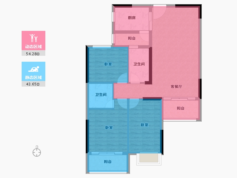 湖北省-咸宁市-璟湖世纪城-87.91-户型库-动静分区