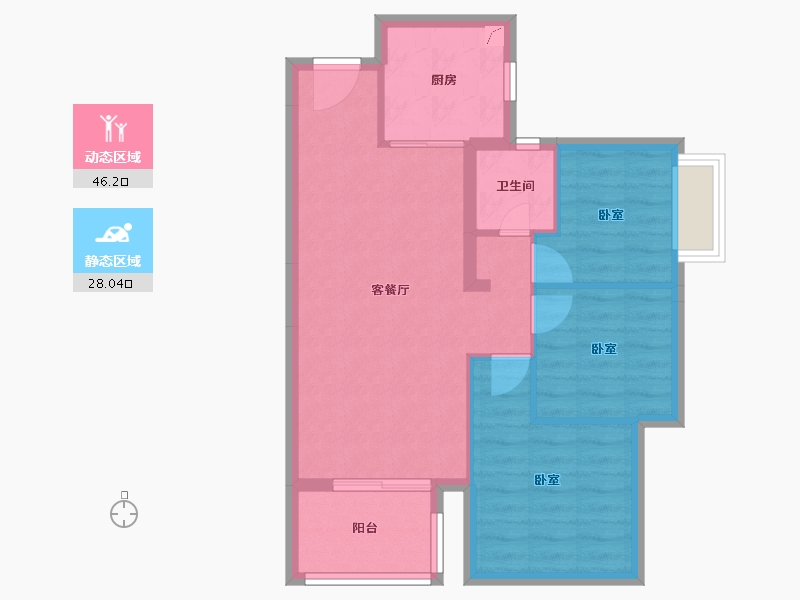 广东省-东莞市-春风格拉斯-66.57-户型库-动静分区