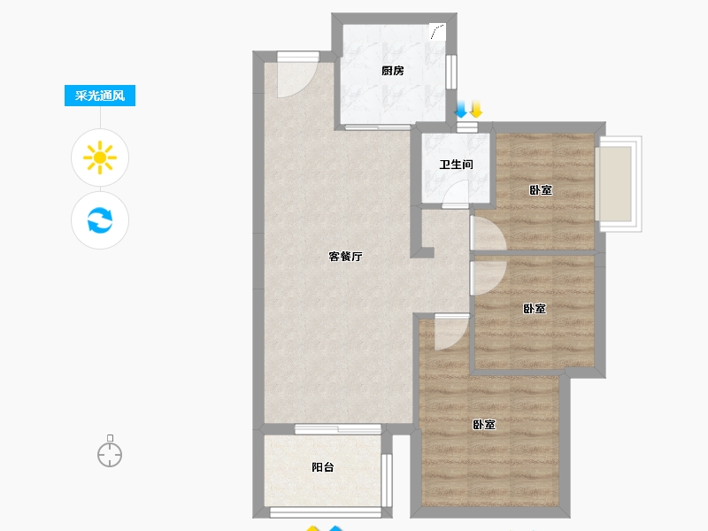 广东省-东莞市-春风格拉斯-66.57-户型库-采光通风