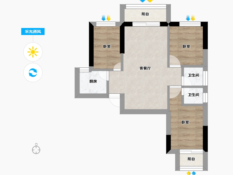 湖北省-咸宁市-鑫博桂苑-32.22-户型库-采光通风