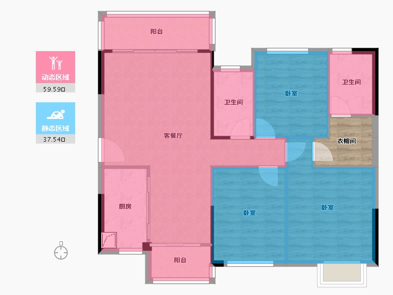 广东省-东莞市-富盈香茶郡二期-92.88-户型库-动静分区