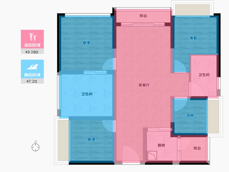 广东省-深圳市-大悦城·天玺壹号住宅-85.02-户型库-动静分区