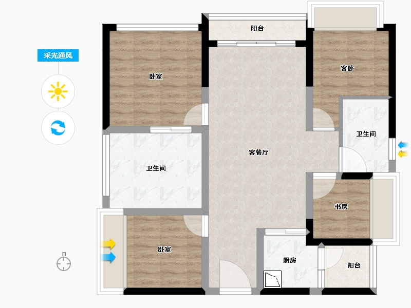 广东省-深圳市-大悦城·天玺壹号住宅-85.02-户型库-采光通风