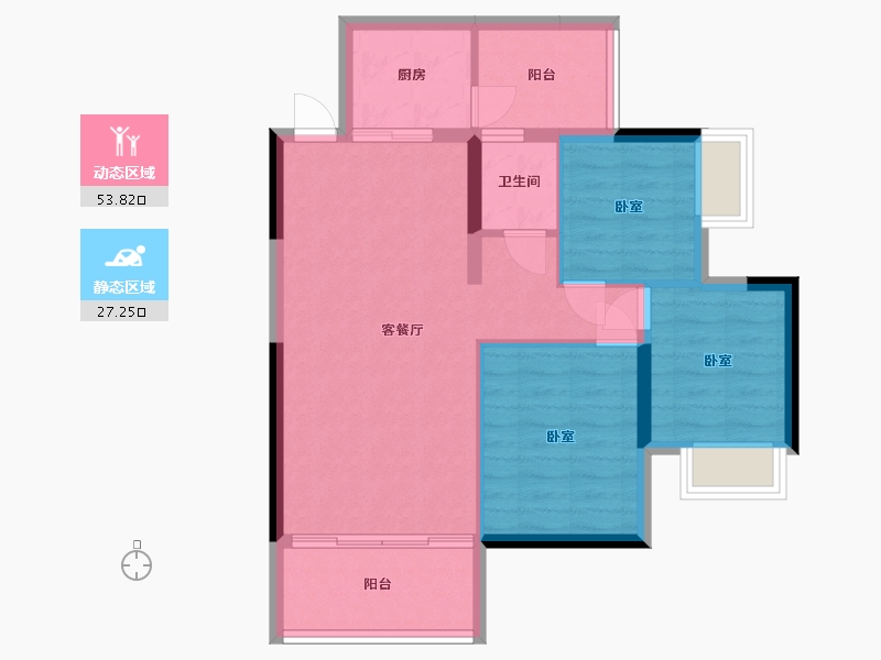 湖南省-郴州市-公园华府-72.88-户型库-动静分区