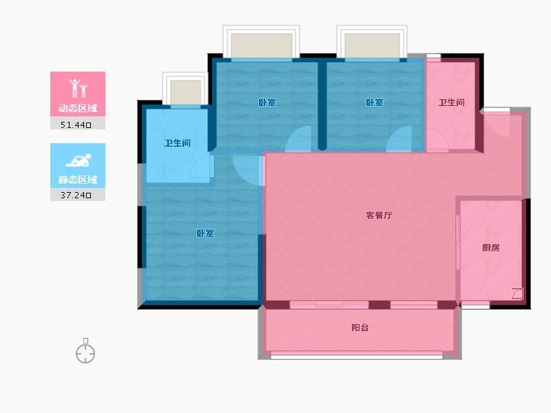 广东省-东莞市-春风格拉斯-79.39-户型库-动静分区