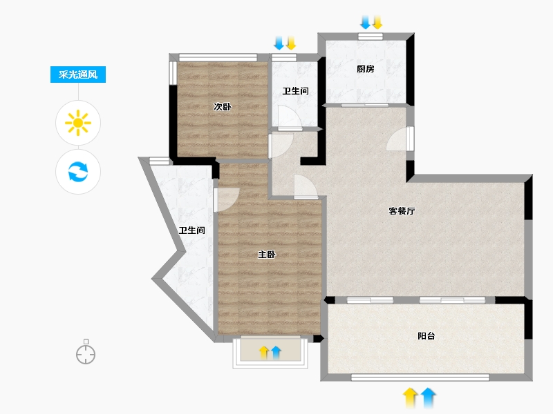 海南省-三亚市-德璟·海长安-90.45-户型库-采光通风