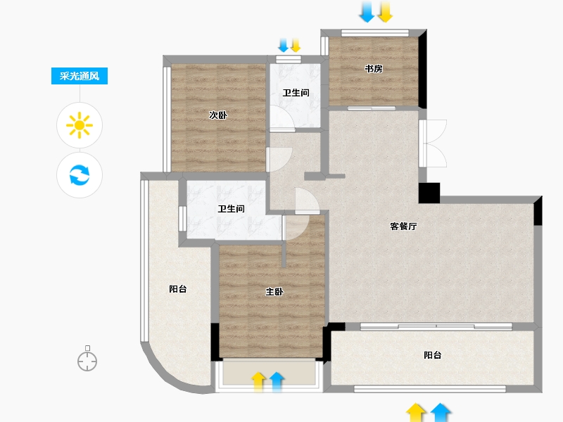 海南省-三亚市-德璟·海长安-96.35-户型库-采光通风