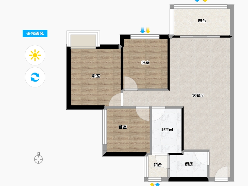 广东省-东莞市-新世纪中和园-68.22-户型库-采光通风