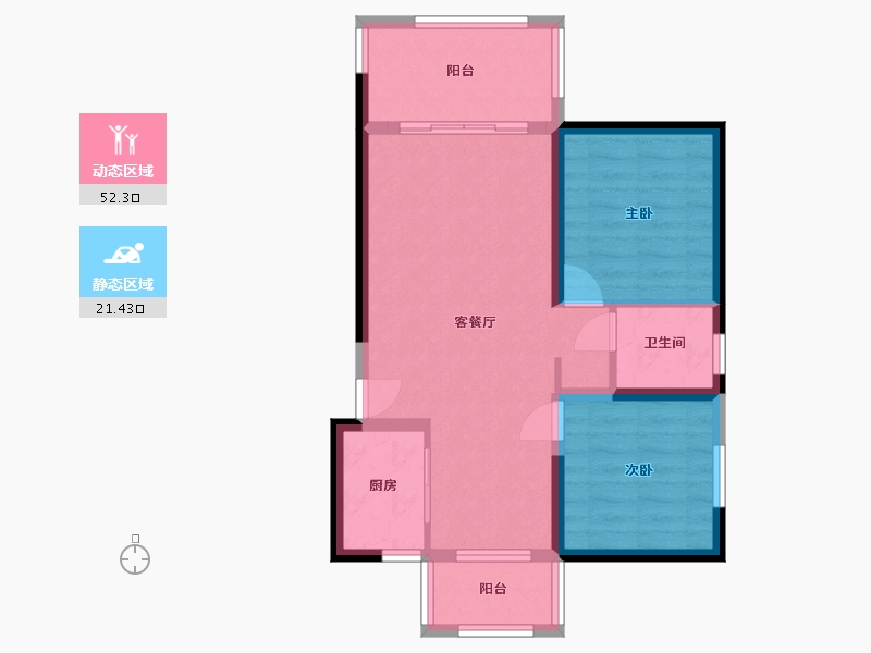 海南省-三亚市-万宁·木棉山莊-65.85-户型库-动静分区