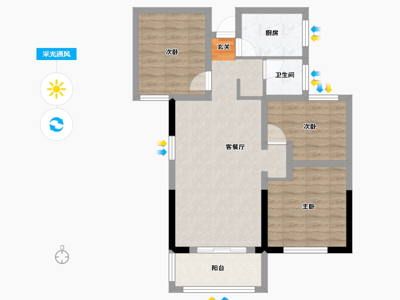 湖南省-长沙市-星语林南壹号-66.70-户型库-采光通风