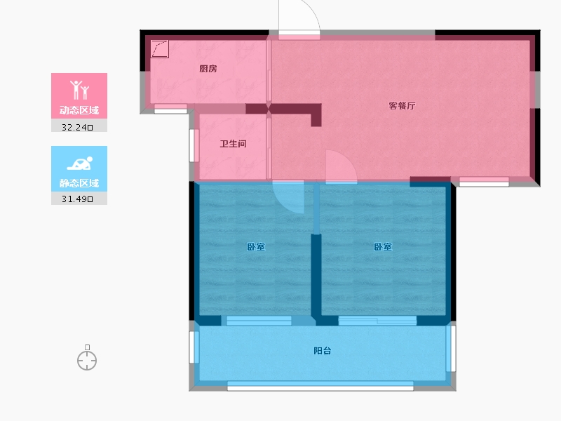 湖南省-长沙市-宇业东方红郡-56.40-户型库-动静分区