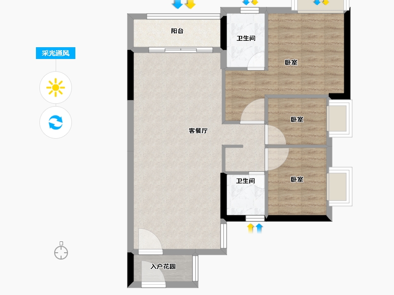 广东省-佛山市-时代廊桥-76.00-户型库-采光通风