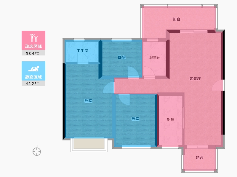 广东省-汕头市-中海铂悦府-88.44-户型库-动静分区