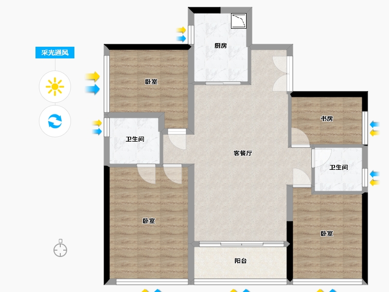 广东省-深圳市-会展湾·东城-96.64-户型库-采光通风