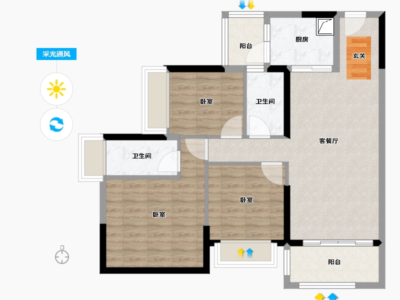 广东省-清远市-山水·维港星悦-81.70-户型库-采光通风