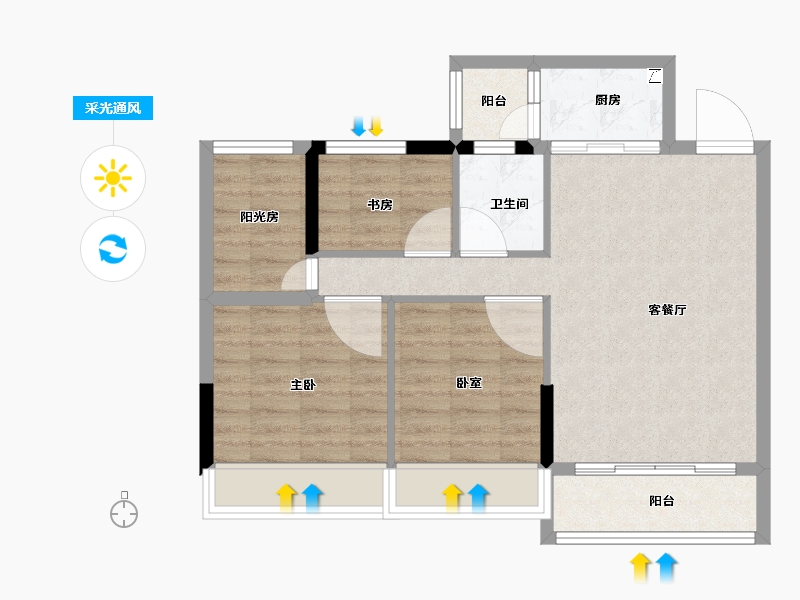 广东省-珠海市-藤业·翠湾-70.09-户型库-采光通风