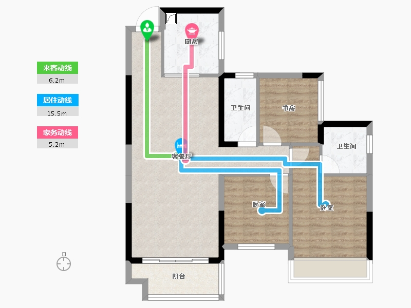 湖南省-娄底市-五江澜苑-83.57-户型库-动静线