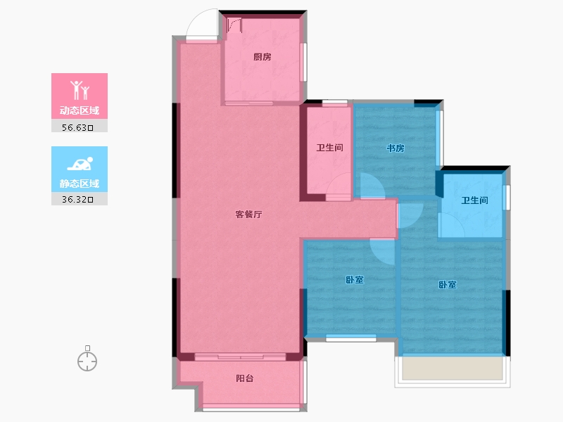 湖南省-娄底市-五江澜苑-83.57-户型库-动静分区