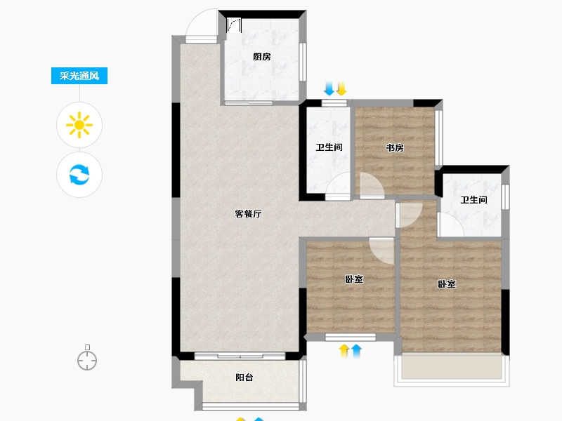 湖南省-娄底市-五江澜苑-83.57-户型库-采光通风