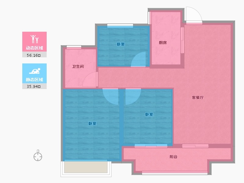 山东省-泰安市-泰山玉兰花园-83.00-户型库-动静分区