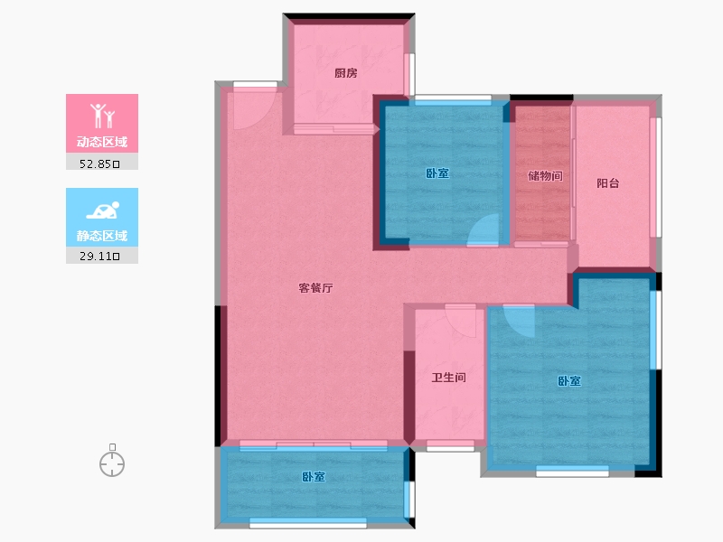 湖南省-岳阳市-金蓝湾畅园-73.09-户型库-动静分区