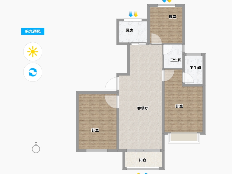 河南省-许昌市-新龙华庭-110.23-户型库-采光通风