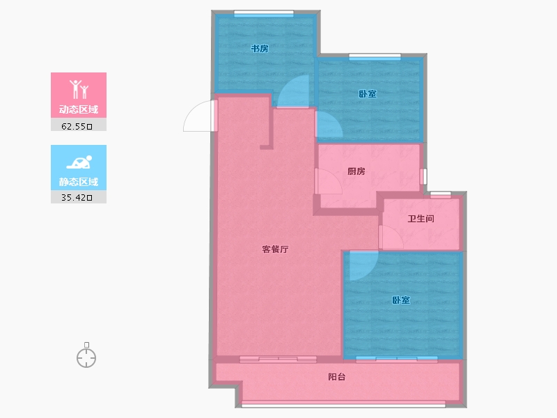 山东省-泰安市-泰山玉兰花园-88.99-户型库-动静分区