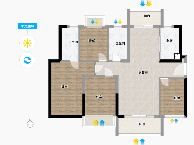 广东省-东莞市-融创松湖澜园-91.00-户型库-采光通风