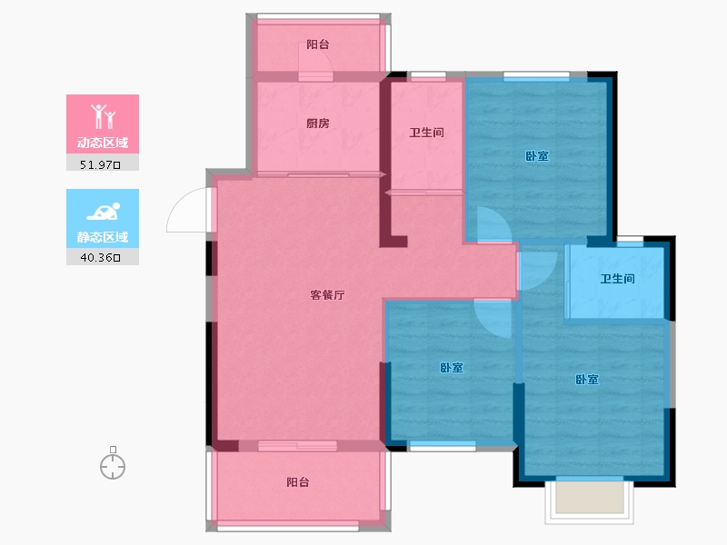 湖南省-长沙市-宇业东方红郡-82.90-户型库-动静分区