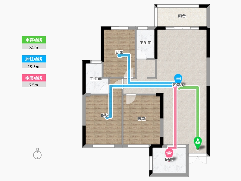 湖南省-岳阳市-鑫翔豪庭-98.55-户型库-动静线