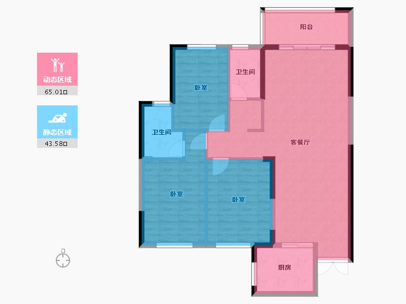 湖南省-岳阳市-鑫翔豪庭-98.55-户型库-动静分区