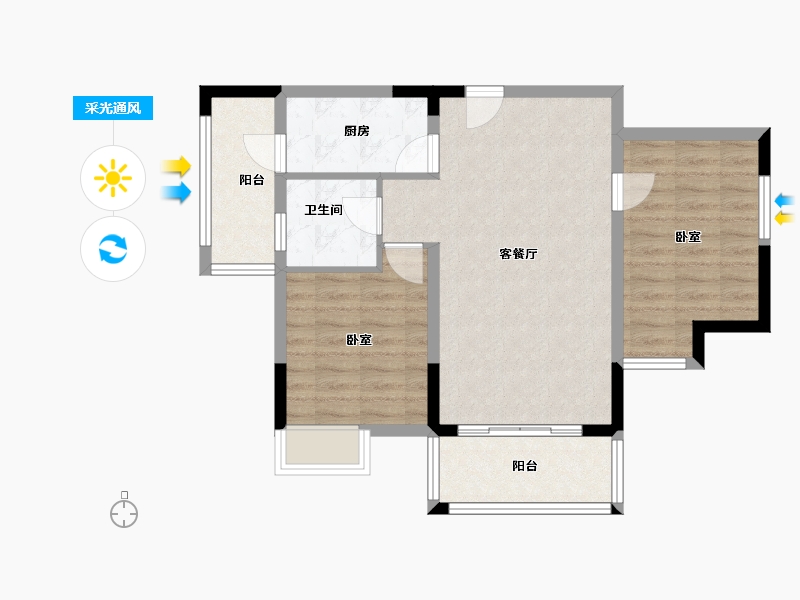 广东省-清远市-仁兴城市花园-72.00-户型库-采光通风