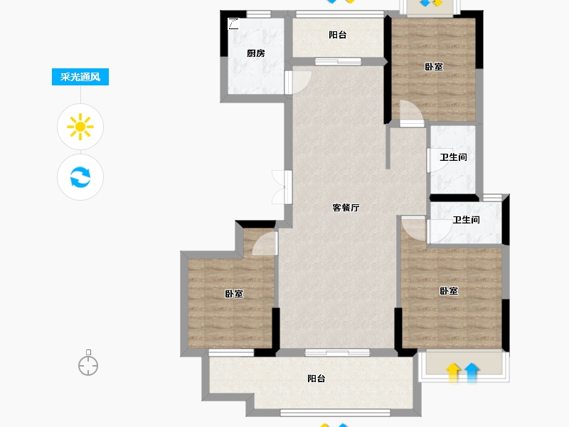 湖南省-长沙市-宇业东方红郡-93.16-户型库-采光通风