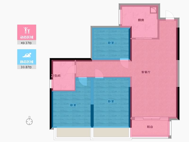 广东省-深圳市-卓越荣津瀚海湾-71.00-户型库-动静分区