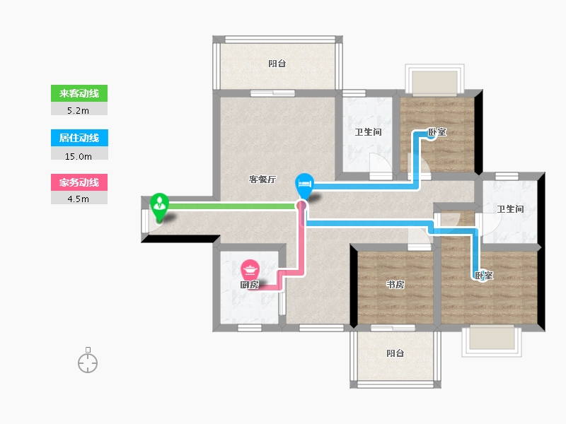 湖南省-衡阳市-双园美境-83.80-户型库-动静线