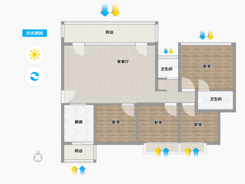 四川省-成都市-蜀郡清上居-136.96-户型库-采光通风