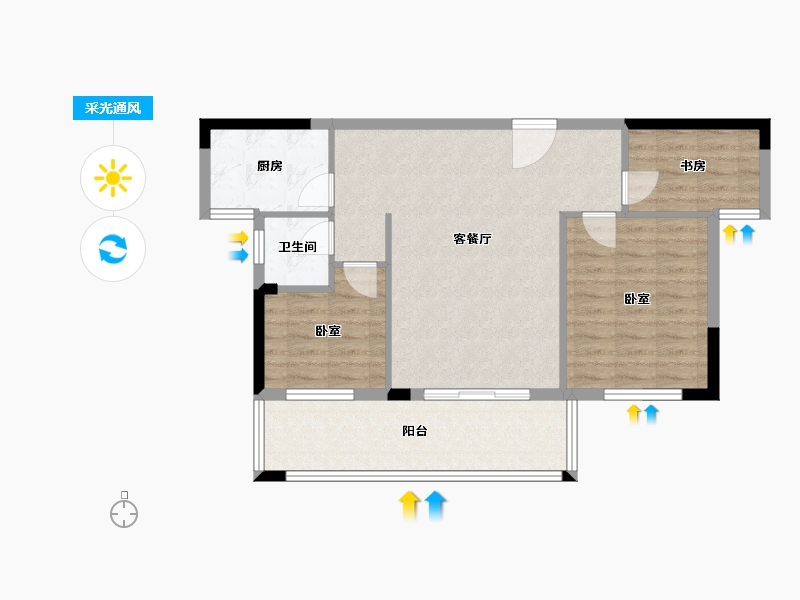 湖南省-岳阳市-鑫翔豪庭-77.79-户型库-采光通风