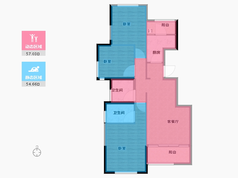 陕西省-西安市-万科荣华金域名城-101.00-户型库-动静分区