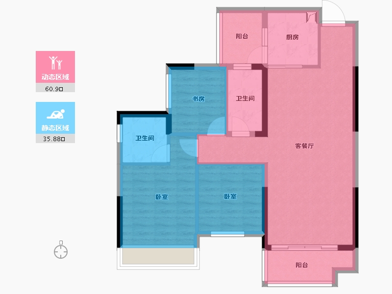 湖南省-娄底市-五江澜苑-86.68-户型库-动静分区