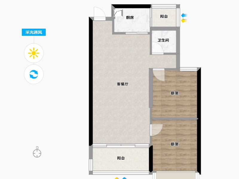 湖南省-常德市-阳光地带-65.78-户型库-采光通风